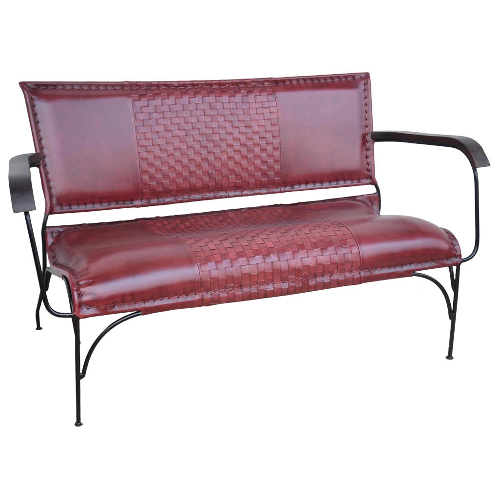Sgabello in metallo e pelle marrone 112x62x75h