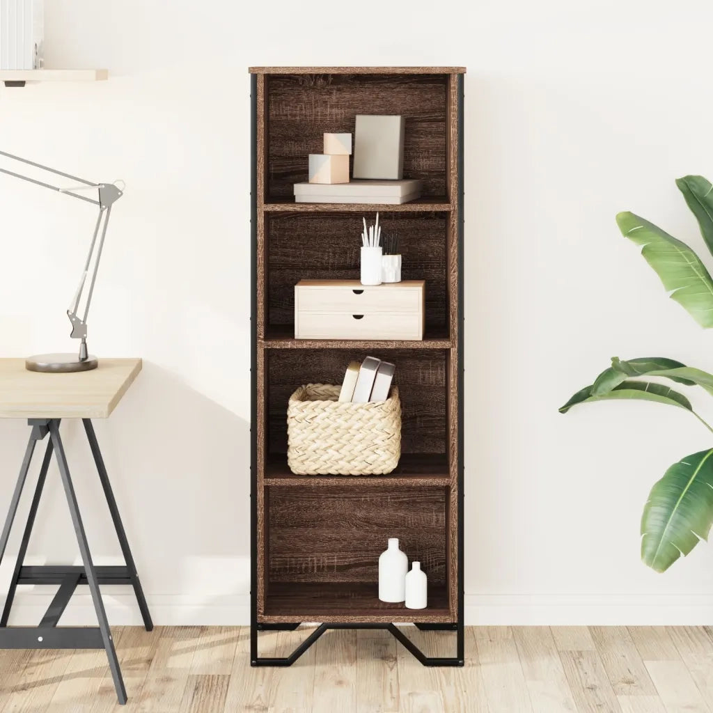 Libreria-Scaffale per Libri-Mobile di Stoccaggio Rovere Marrone 50x31x137,5 cm in Truciolato