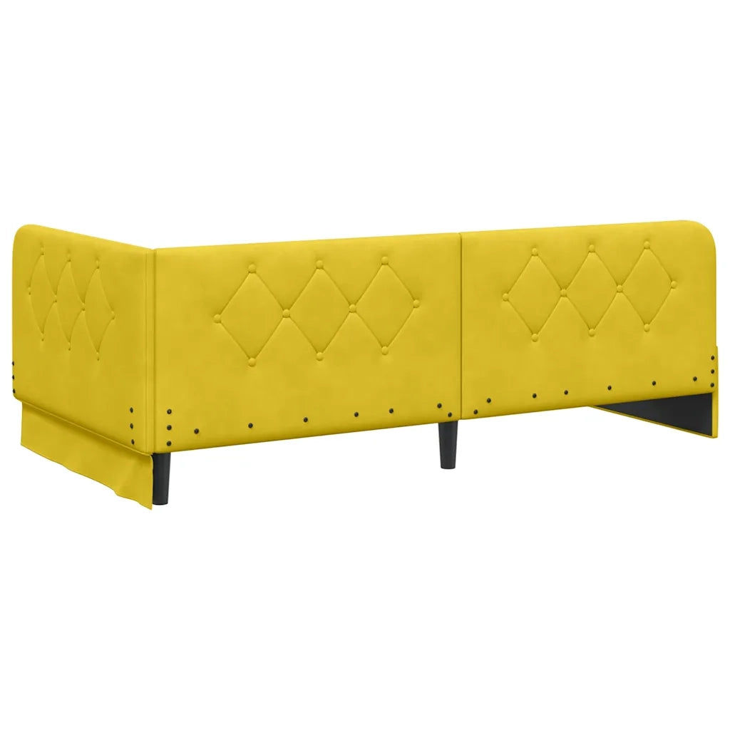 Letto singolo | Letto per adulti | Cornice del letto ad angolo Giallo 90 x 200 cm Velluto