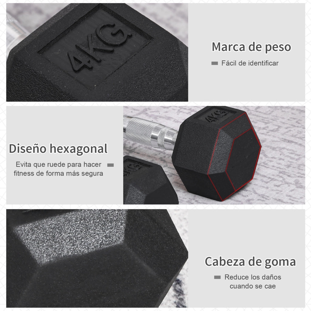 Set manubri 2x4 kg con bilanciere ¨C Minimal ¨C Nero e argento
