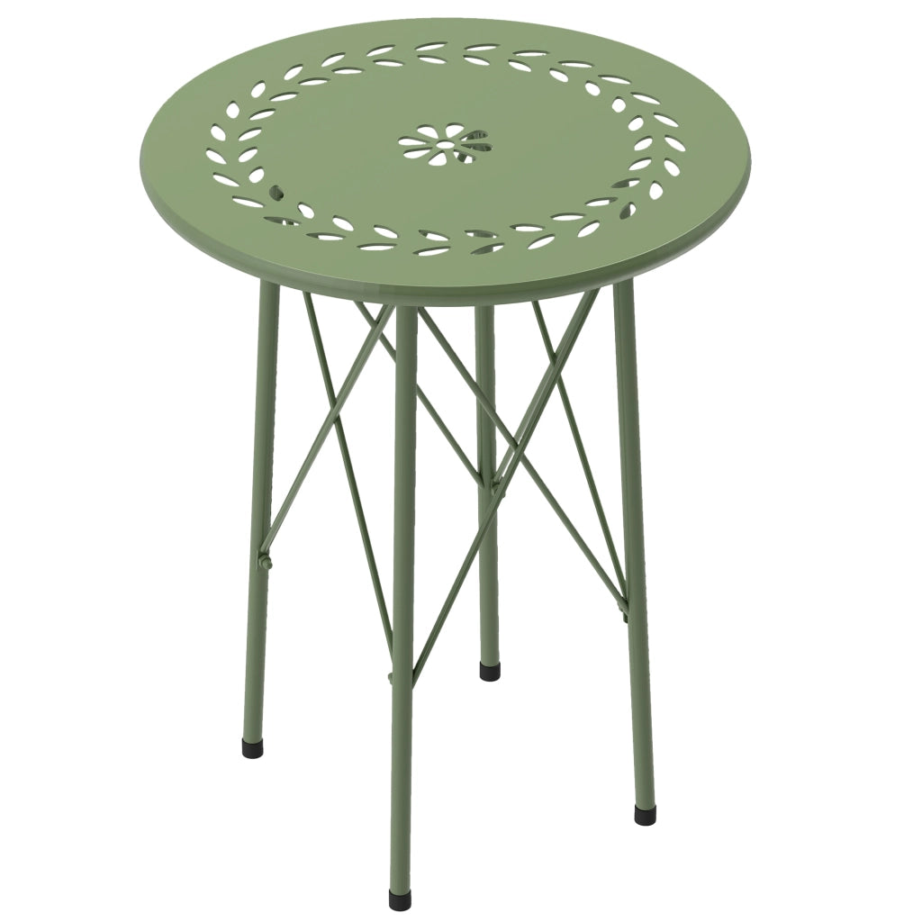 Tavolino da giardino rotondo con decoro floreale ¨C Minimal ¨C acciaio, verde, ?40x50 cm