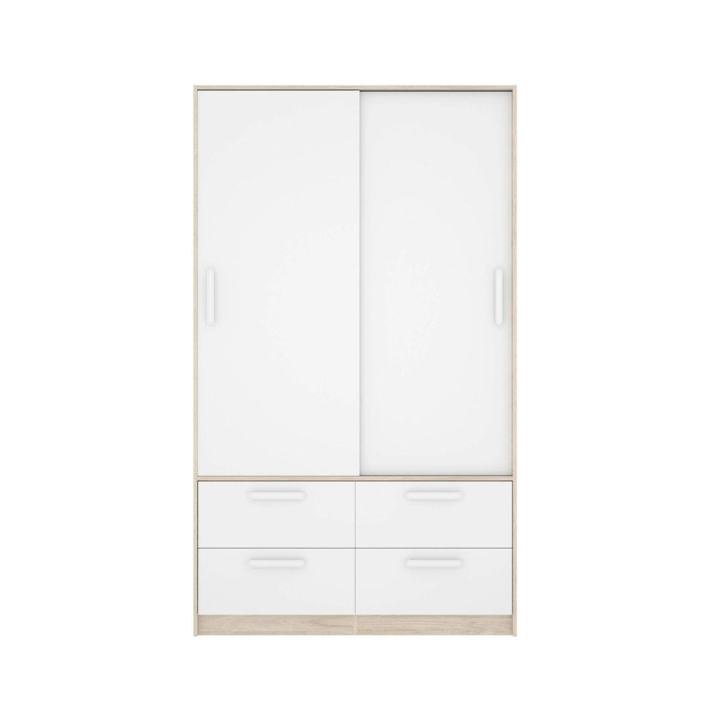 Guardaroba 2 ante Kirogi, Mobile camera da letto, Cabina armadio portabiti, Armadio appendiabiti, 120x60 h204 cm, Bianco e Rovere