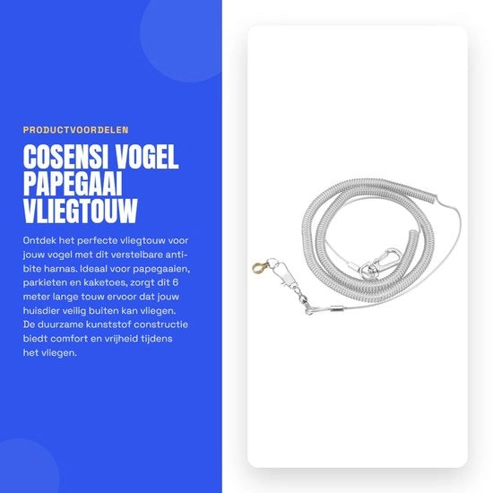 Tiro per Uccelli 6M Adattabile - Protezione per Uccelli - Corda Antimordicita - Allenamento di Volo Esterno - Materiale Plastico - 3 Dimensioni Cinghia per Zampe - Protezione per Uccelli