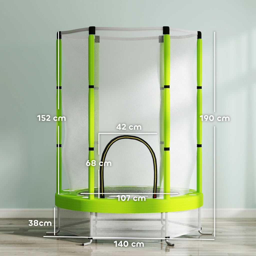 Trampolino Elastico ?140 cm ¨C Xylo ¨C con Rete di Sicurezza, Verde, 3-6 Anni