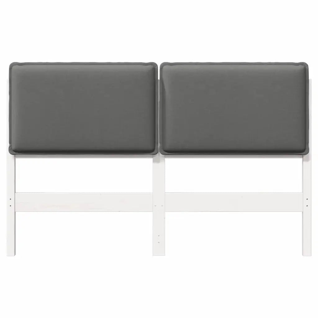Testiera | Testata imbottita Bianco e grigio chiaro 120 cm Pino massello