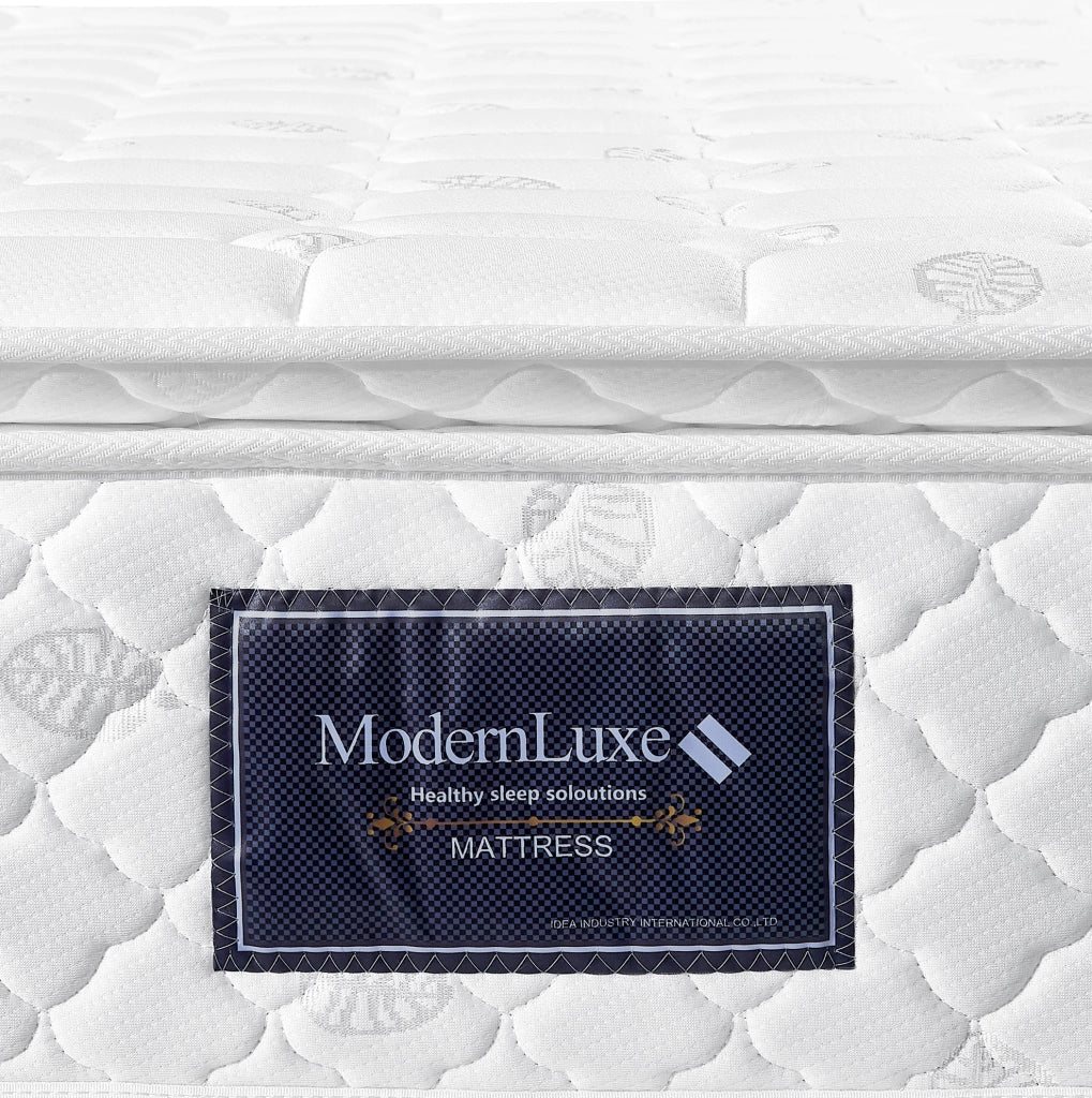Materasso a molle insacchettate e schiuma a 7 zone; altezza 25 cm; rivestimento bianco in poliestere