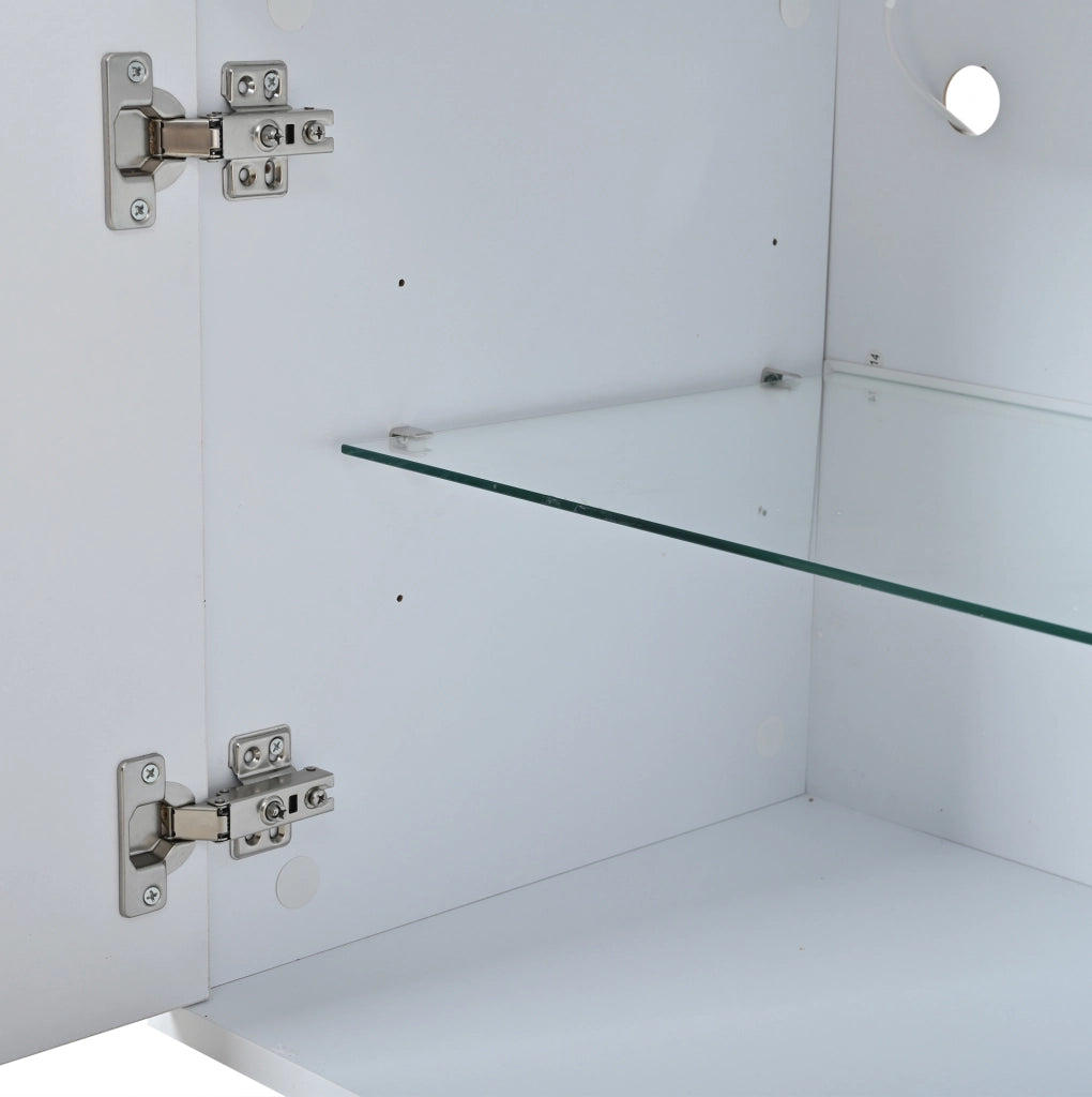 Mobile TV 180x40x45 cm con 3 ante e LED in truciolato bianco