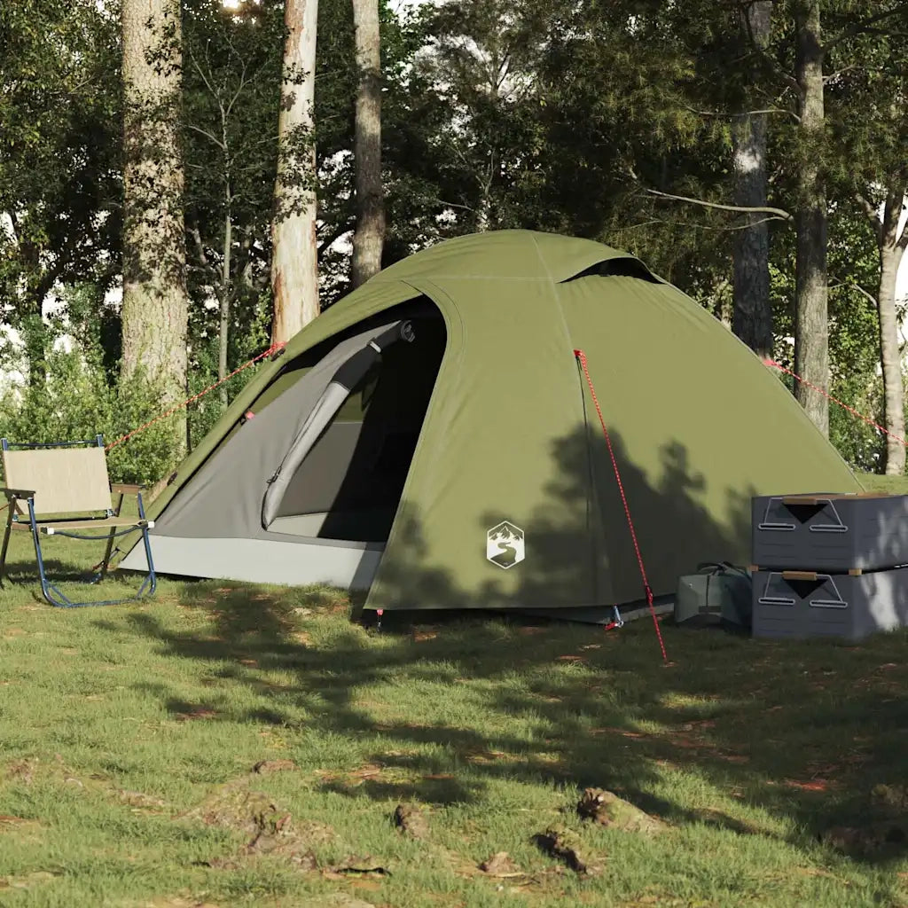 Tenda da Campeggio | Tenda Familiare a Cupola 3 Persone Verde Oliva Impermeabile