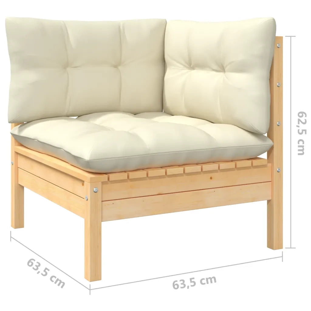 Set Divani da Giardino 12 pz con Cuscini Crema Massello di Pino 3096869