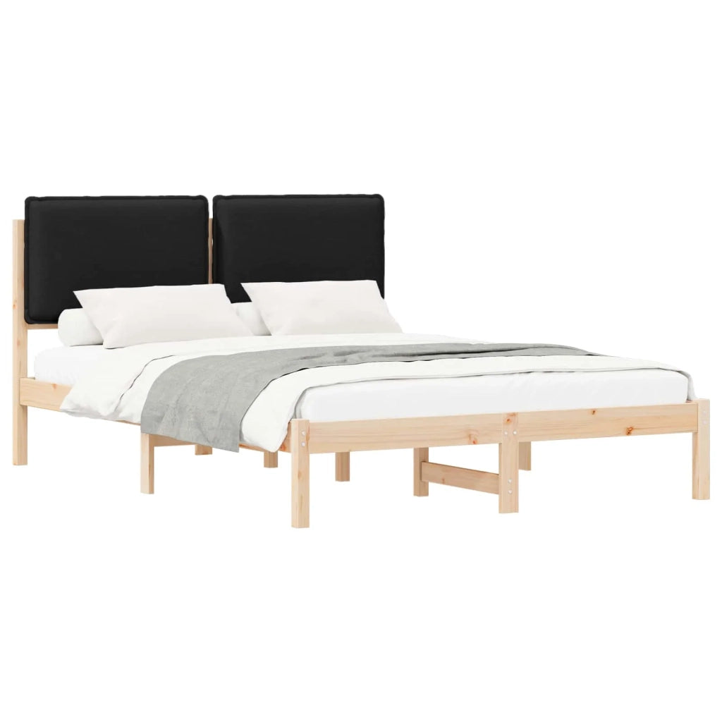 Letto matrimoniale | Letto per adulti | Letto con Testiera Rivestita Nero 150 x 200 cm