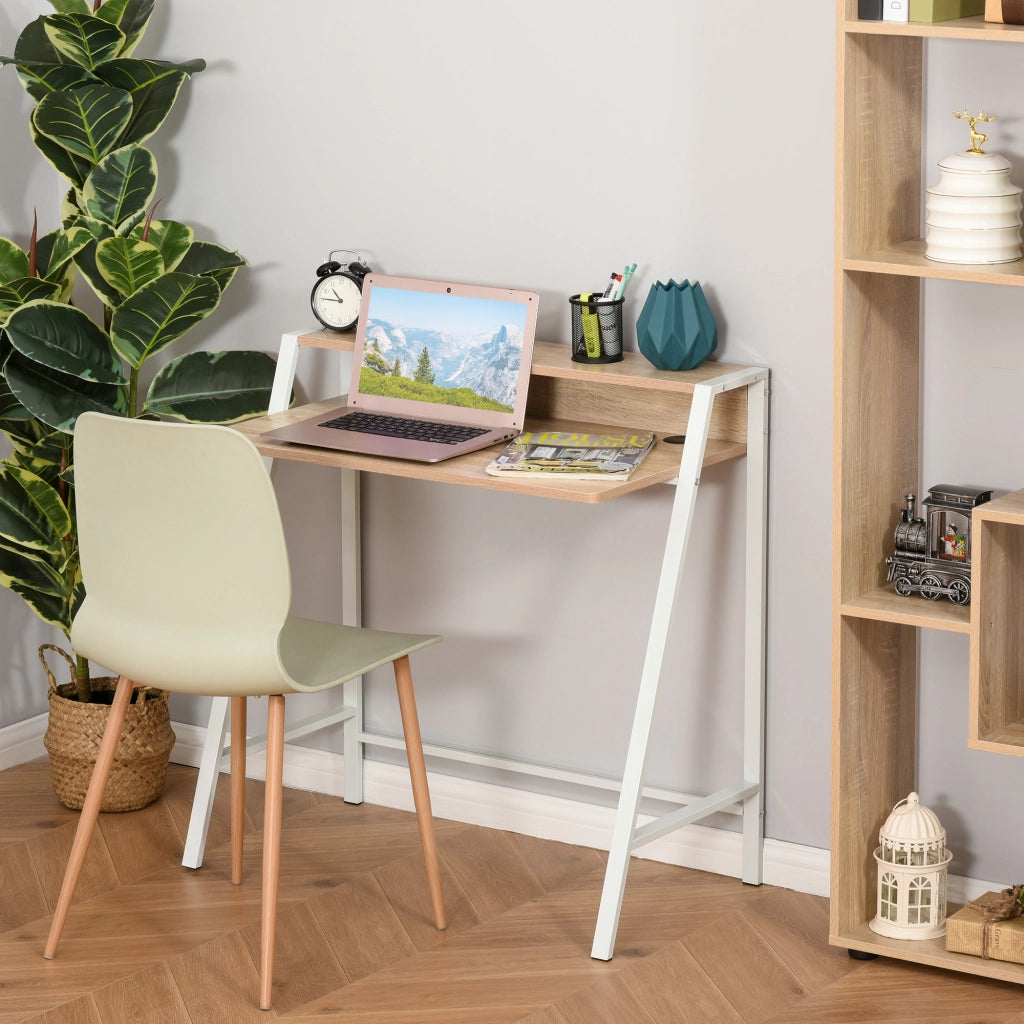 Scrivania per Computer ¨C Minimal ¨C Legno Rovere Bianco 84x45x85 cm