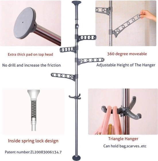 Droogrek perimetrale con stanghe telescopiche regolabili da pavimento a soffitto - 4 strati di metallo con sistema di fissaggio angolare
