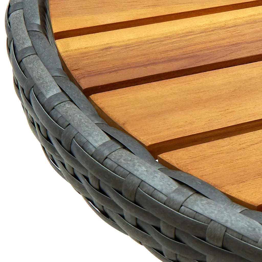 Tavolino da T¨¨-Tavolino da Salotto-Tavolo Grigio 60 cm in Polyrattan e Massello di Acacia