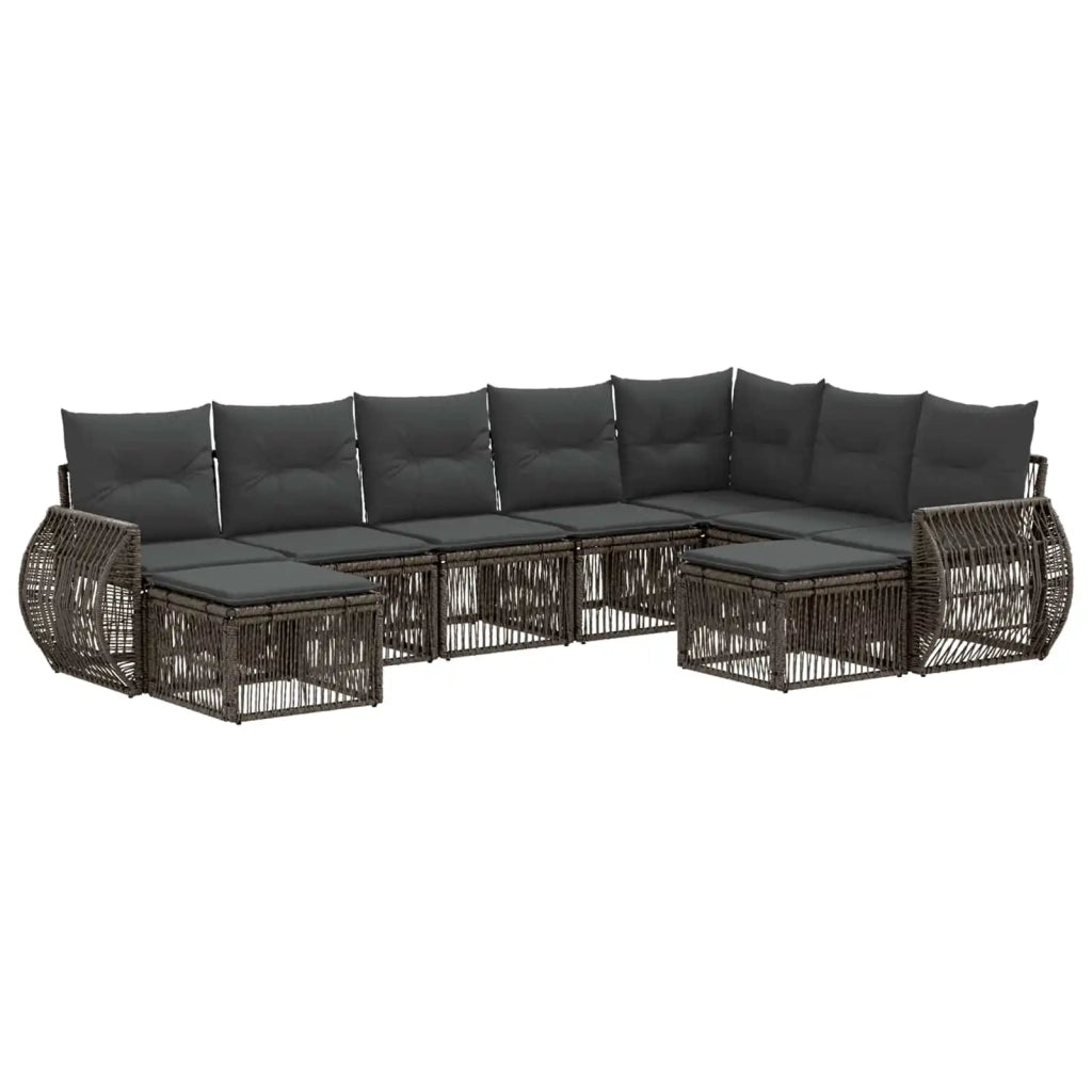 Set Divano da Giardino 9 pz Grigio polyrattan 3435605
