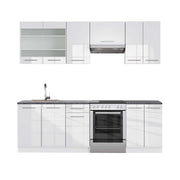 Cucina componibile Fame-Line Bianco lucido/Bianco 240 cm, PL Antracite Vicco