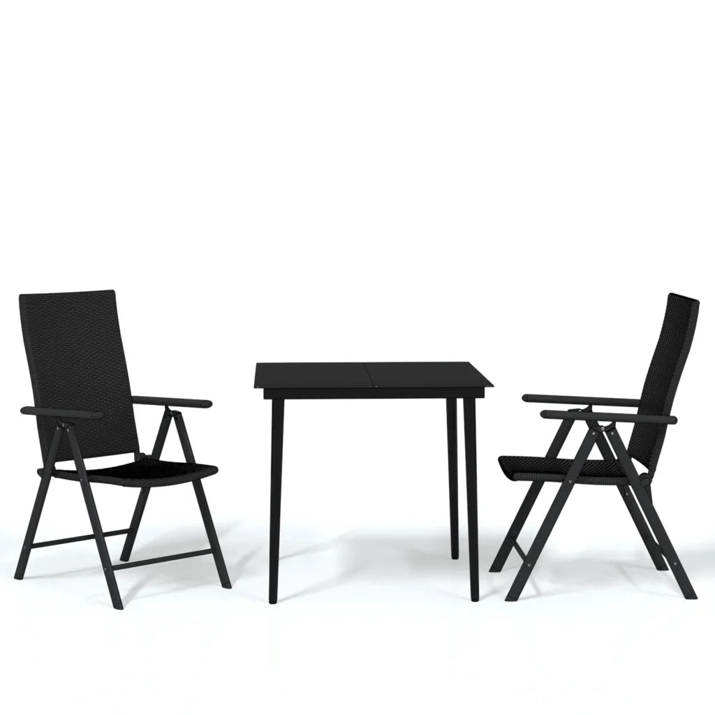 Set Mobili da Pranzo per Giardino 3 pz Nero 3099107