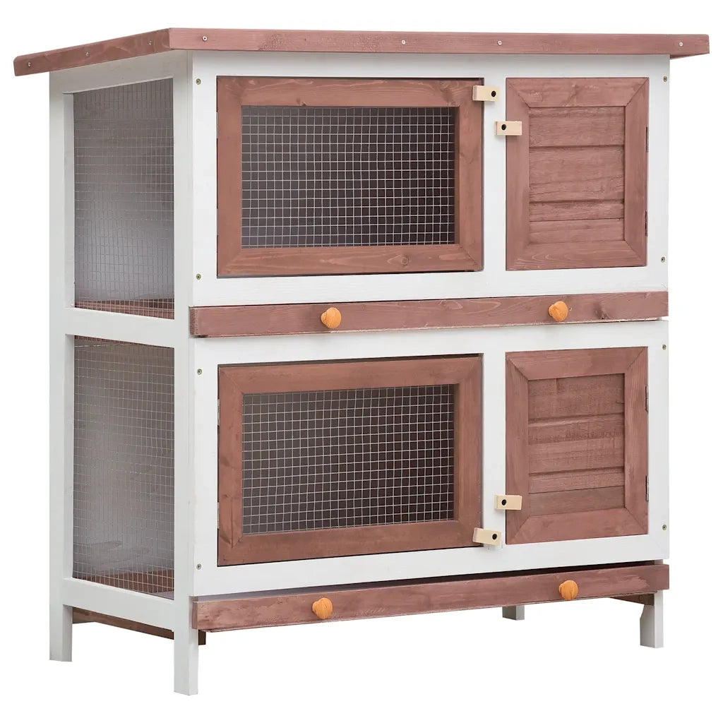 Conigliera per Esterni con 4 Porte Marrone in Legno CFW3789938
