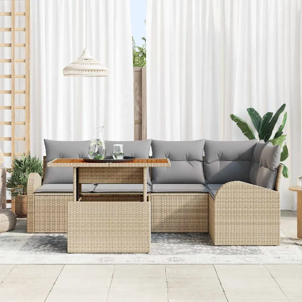 Set Divano da Giardino 6 pcs Beige Poly Rattan 3358324