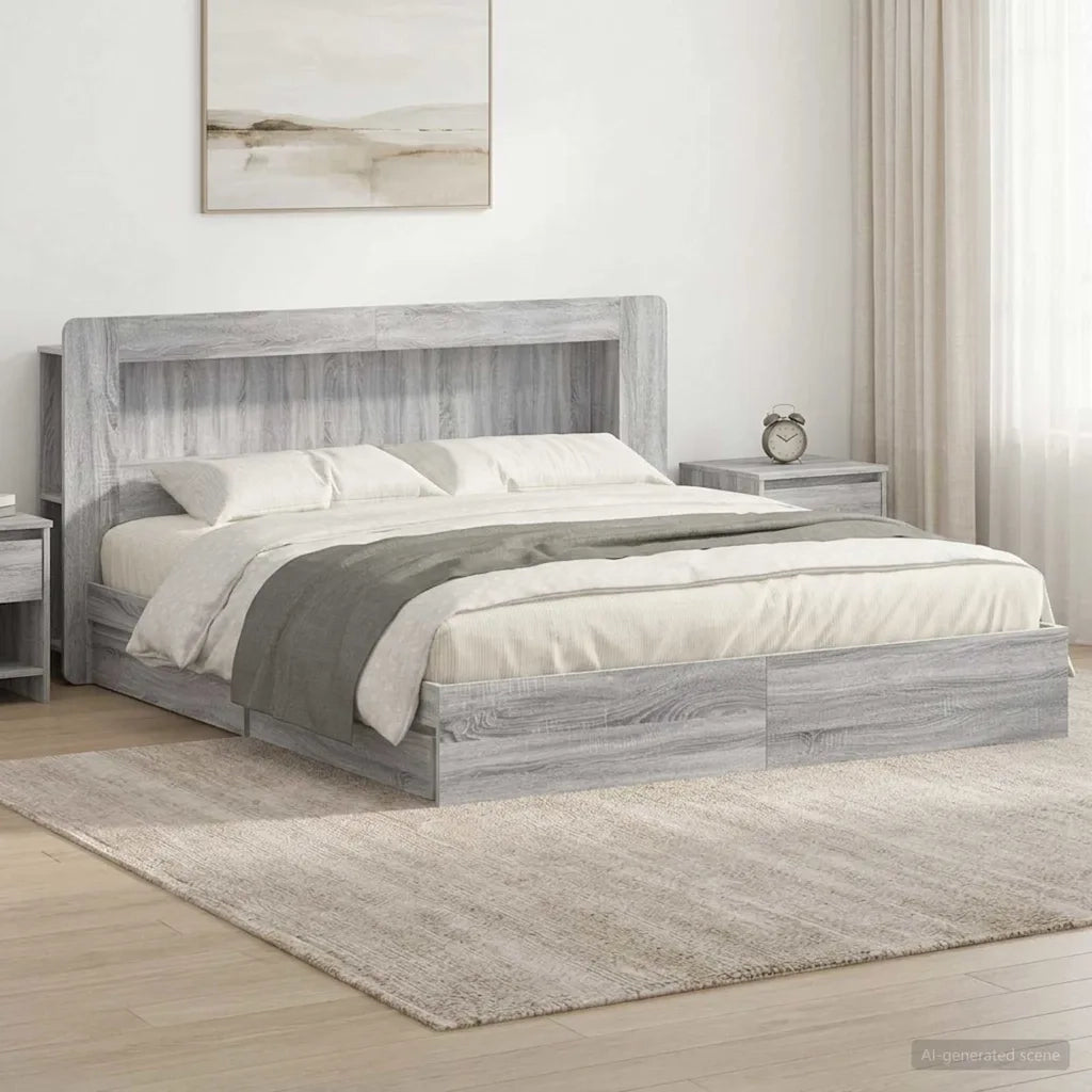 Telaio del letto con storage Sonoma grigio 200 x 200 cm 3433692