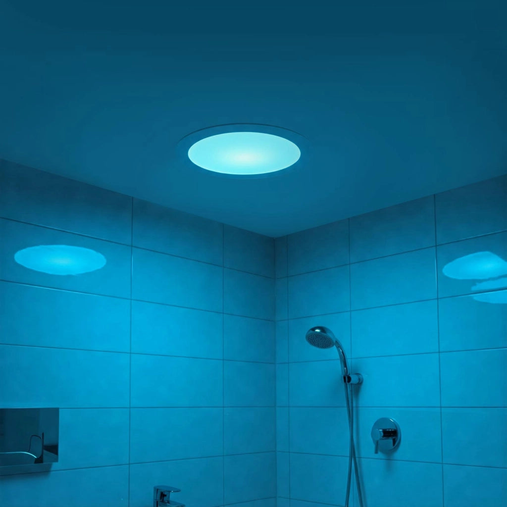 Faretto LED incasso pannello tondo slim DMX RGB multicolore luce calda 24V impermeabile cromoterapia box doccia bagno 36W foro 380mm