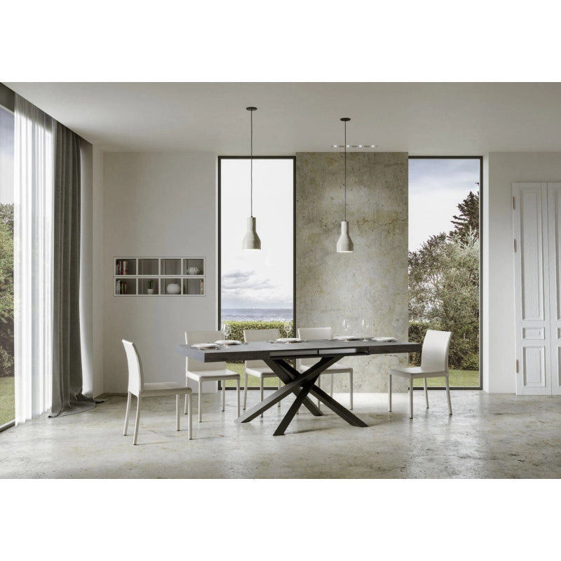 Tavolo allungabile 120/380x90 cm Volantis telaio Antracite - Cemento