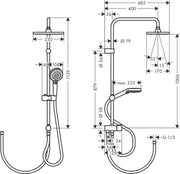 Sistema di drenaggio per la doccia - Dimensioni 230 x 170 mm - Nero lucido - Renovazione - 1 tipo di getto doccia regolabile senza rubinetto