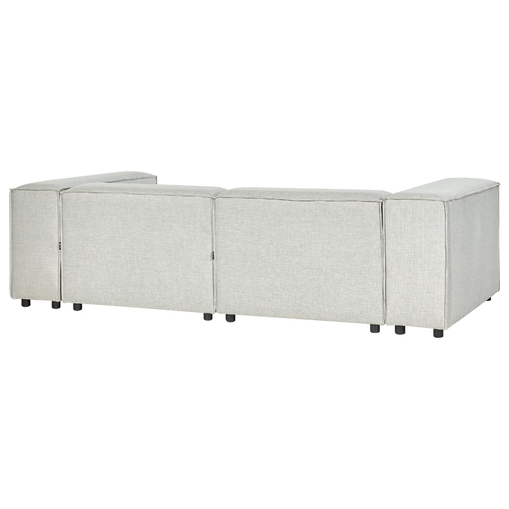 Divano modulare a destra Divano angolare componibile a 2 posti in lino grigio con gambe nere Soggiorno moderno