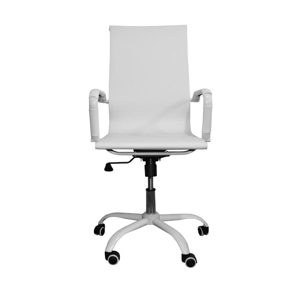 Poltrona da ufficio Nuvia con schienale ergonomico e ruote colore bianco H105