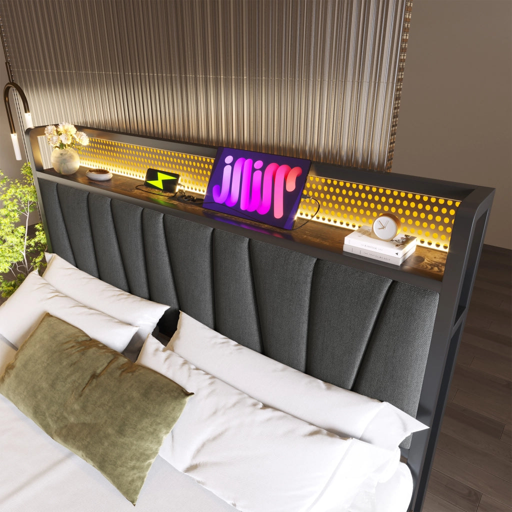 letto in lino grigio 180x200 cm