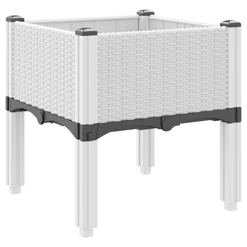 Fioriera | Cassetta per fiori | Vaso da Giardino con Gambe Bianco 40x40x42 cm in PP