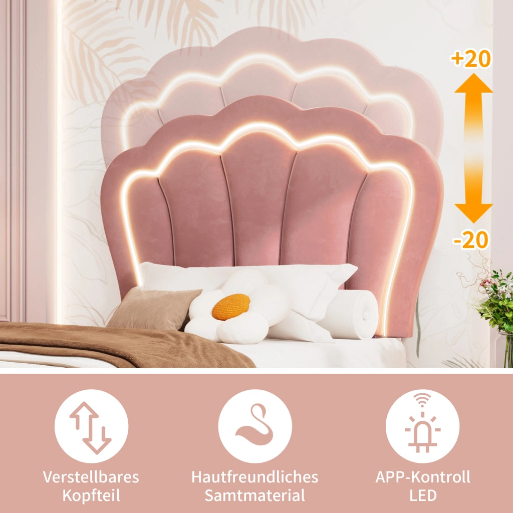 letto imbottito velluto rosa 90 x 200 cm
