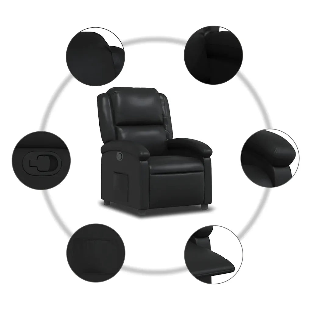 Divano Sedia-Poltrona reclinabile nera in similpelle 939200
