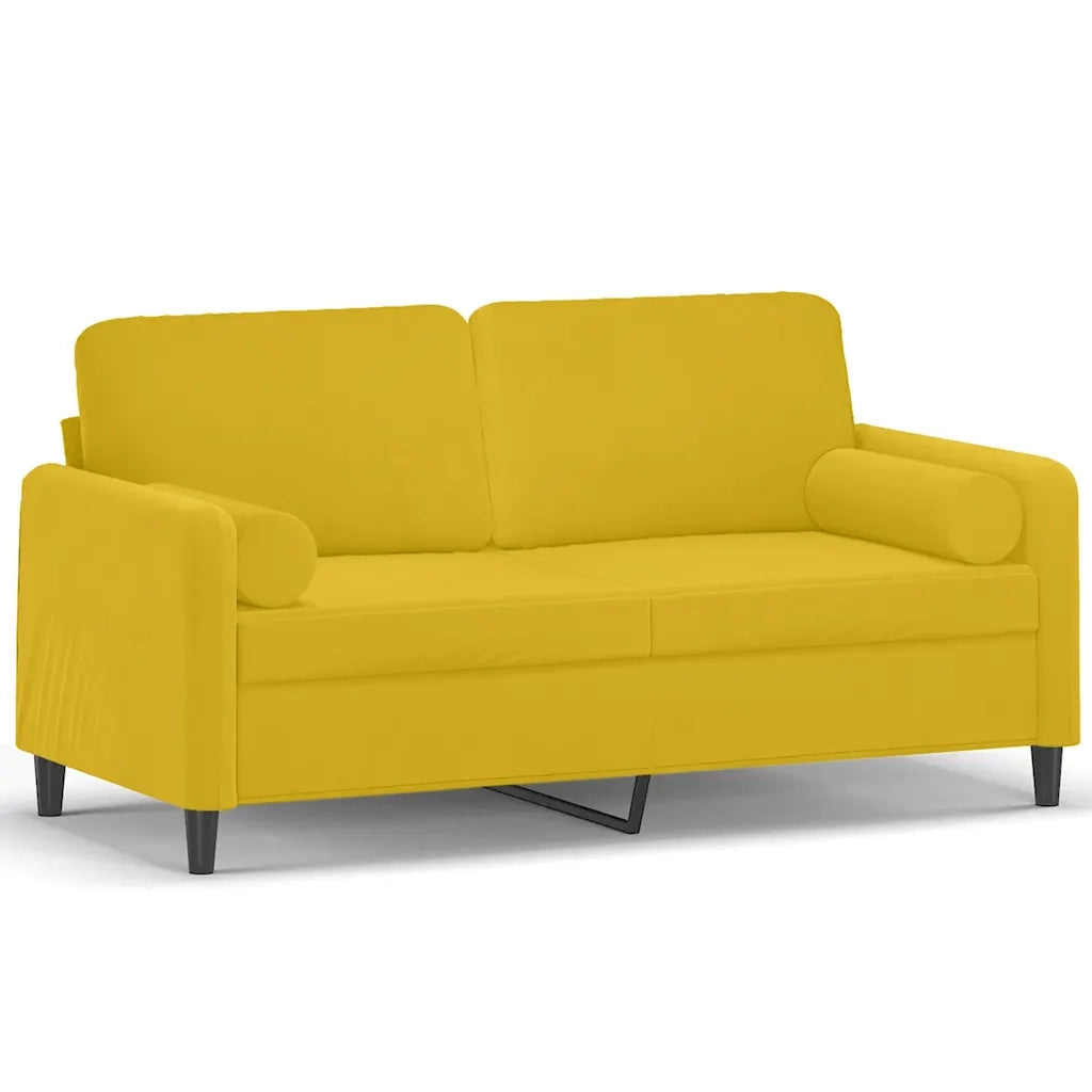 Divano a 2 Posti con Cuscini-Sofa 2 Posti con Cuscini Giallo 140 cm in Velluto 961196