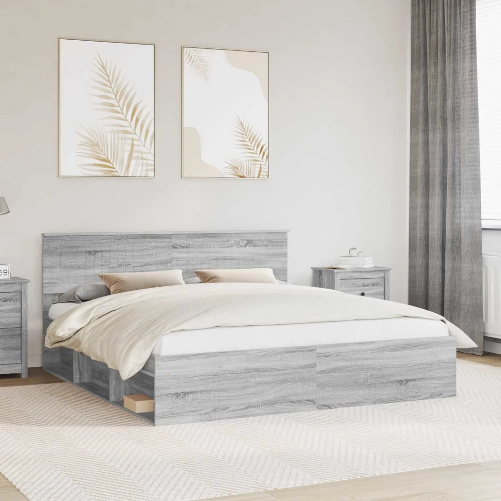 Letto matrimoniale | Letto per adulti | Struttura del letto Grigio Sonoma 180 x 200 cm Pino massello