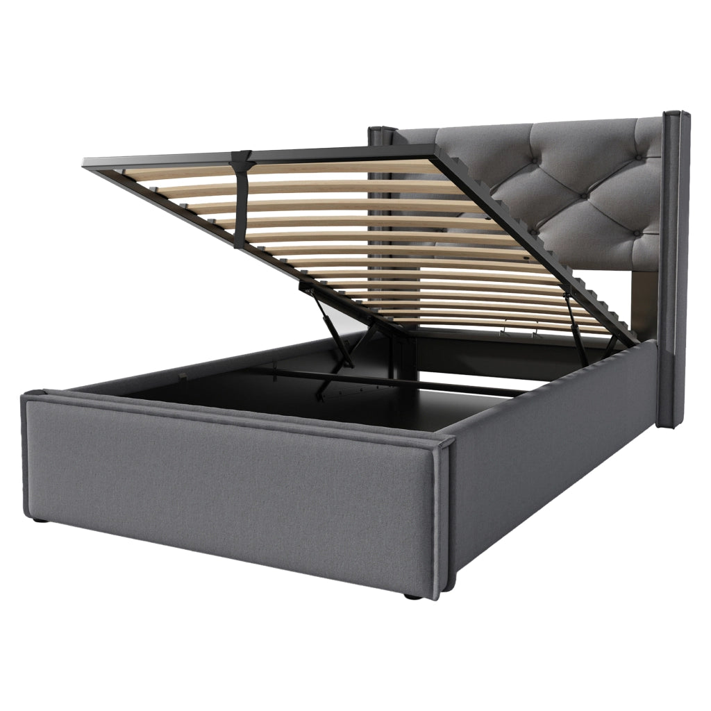 letto imbottito cotone grigio 90 x 200 cm
