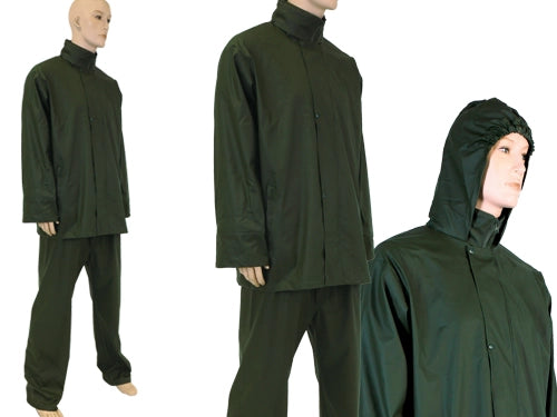 COMPLETO BRIXO GIACCA E PANTALONE IN POLIURETANO/PVC VERDE-L