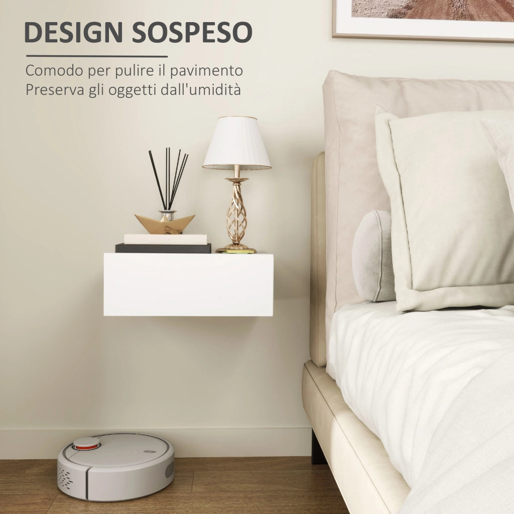 Comodino con Cassetto ¨C Minimal ¨C Legno Bianco 40x30x15
