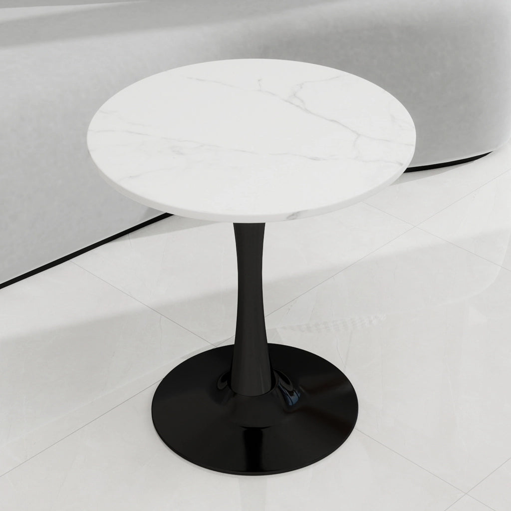 TAVOLO rotondo 70 cm in marmo artificiale nero e bianco