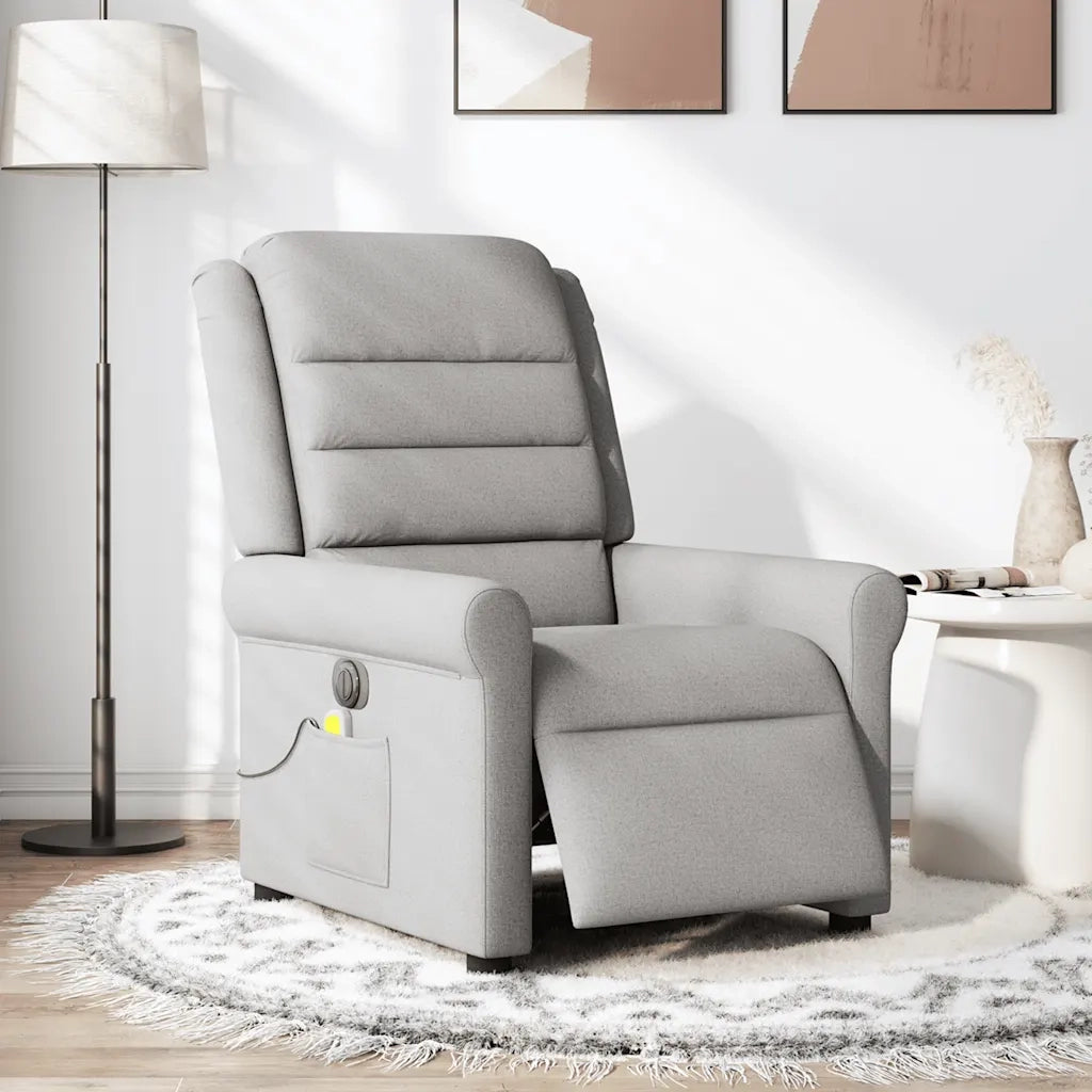 Poltrona | Sedia Relax Reclinabile Massaggio Elettrica Grigio Nuvola Tessuto