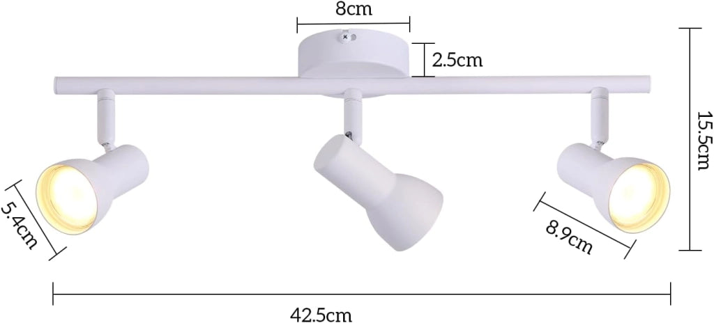 ZMH Faretto da soffitto neri 3 luci GU10 orientabili 350° metallo design moderno senza lampadina