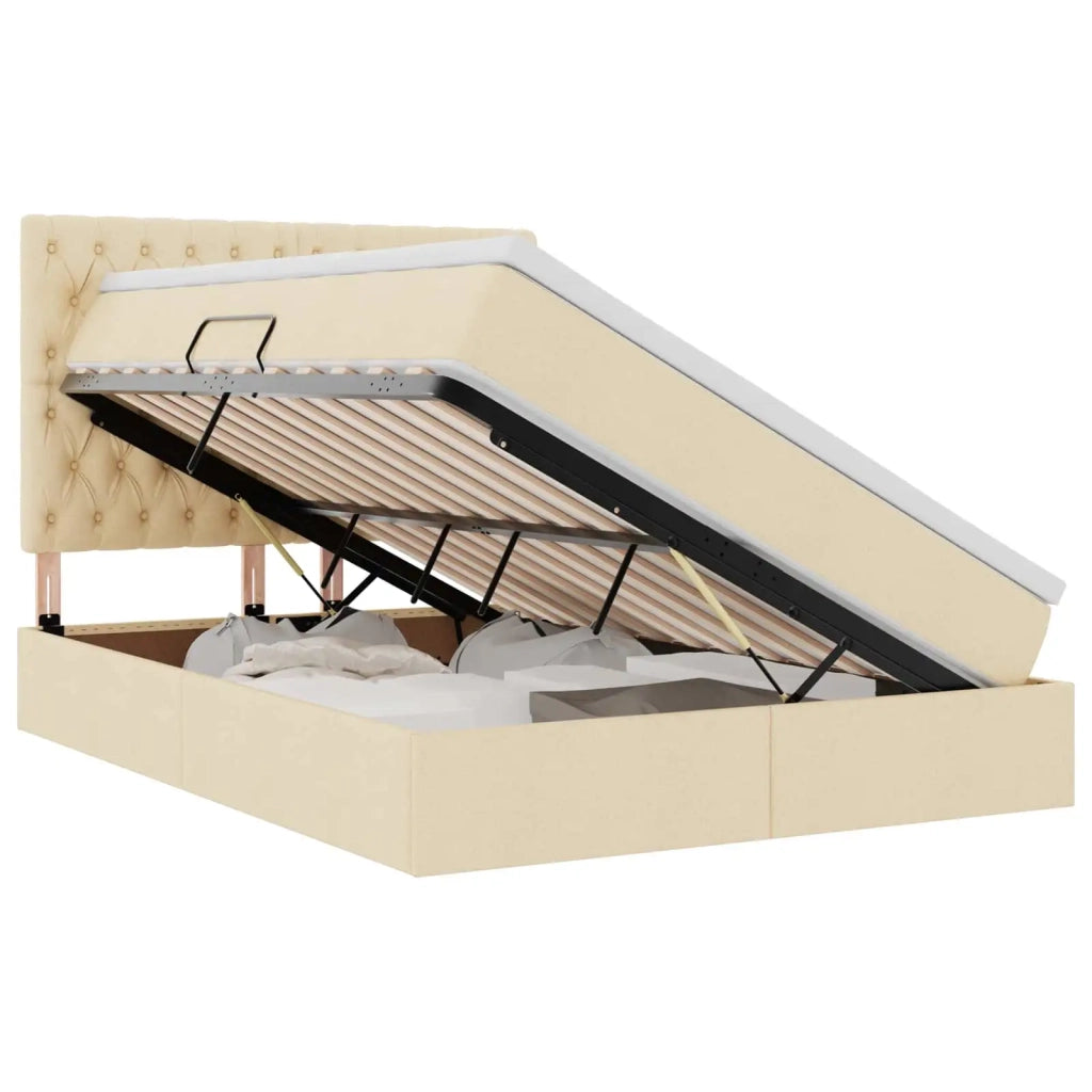 Letto con contenitore e materasso Crema 140 x 190 cm Poliestere 3371845