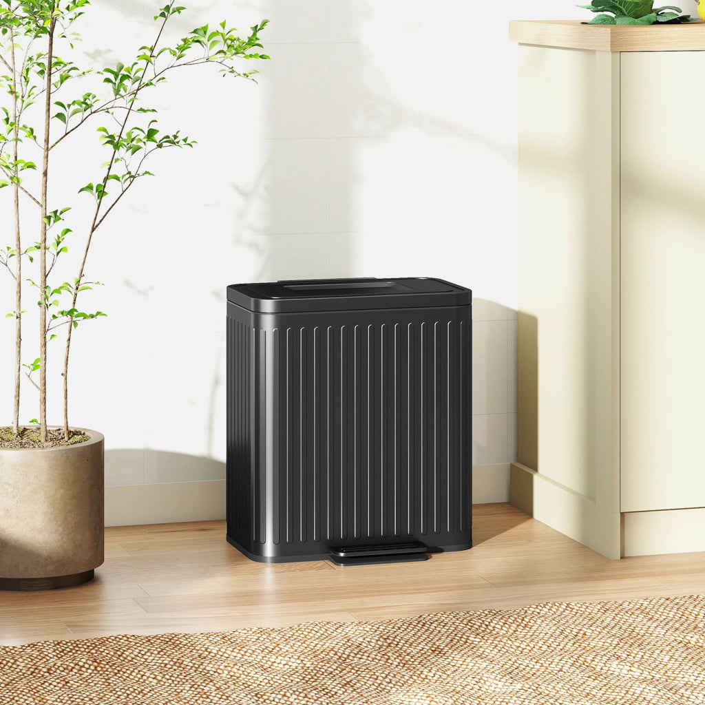 Cestino per la raccolta differenziata ¨C zephmum ¨C 2x20L, pedale, plastica e metallo, nero