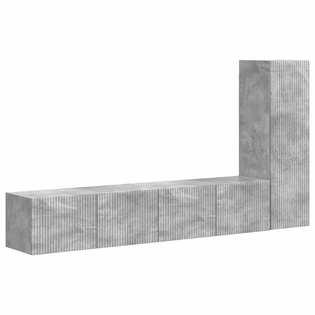 Set mobile TV 3 pz | Armadietto TV | Mobile Porta TV Grigio cemento Legno multistrato