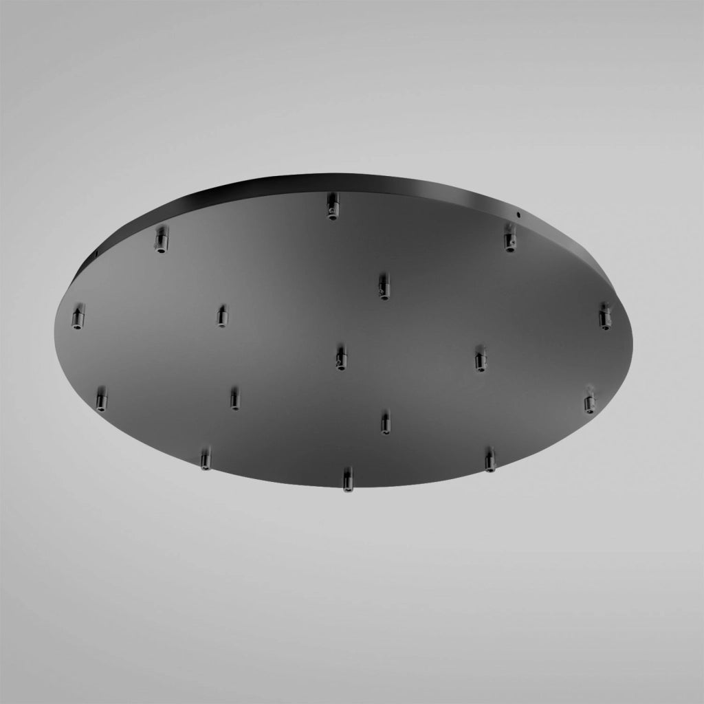 Rosone Tondo per Lampada a Sospensione OFELIA MINI B T/16 - 16 Fori, Metallo Finitura Nero Opaco con Kit Fissaggio e Morsettiera - Gea Luce