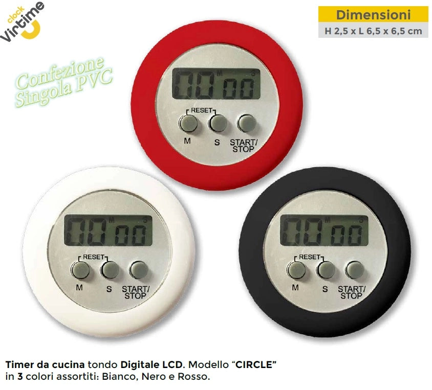 Timer da Cucina Digitale Circle Magnetico Display LCD 3 Colori Virtime
