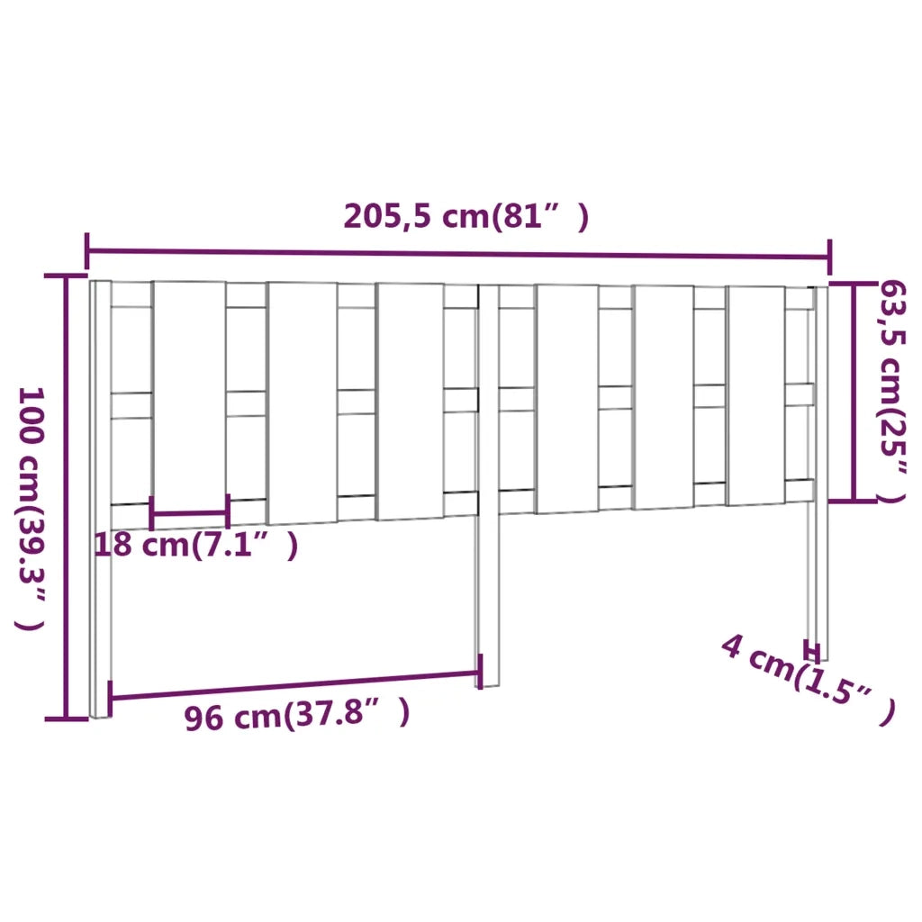 Testiera per Letto ambra 205,5x4x100 cm Legno Massello di Pino 818013