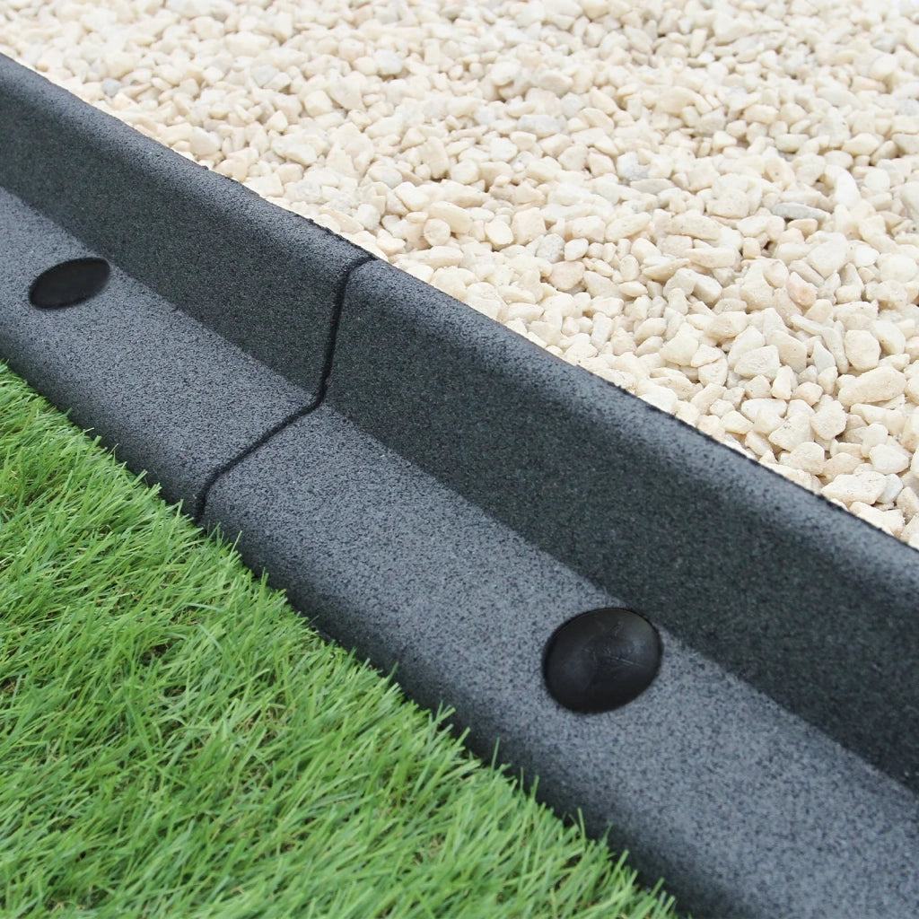 Bordatura per Aiuole Bordo Prato da Giardino Palizzata Flessibile fino a 70° in Gomma Resistente agli UV Pezzi da 1.2m - Grigio - 4 pezzi