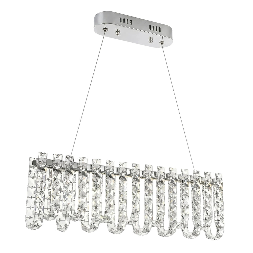 Lampada A Sospensione A Led In Cristallo Swe073-cp 60cm Chrome