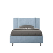 BS COM Letto una piazza e mezza con rete imbottito 110x190 microfibra azzurro