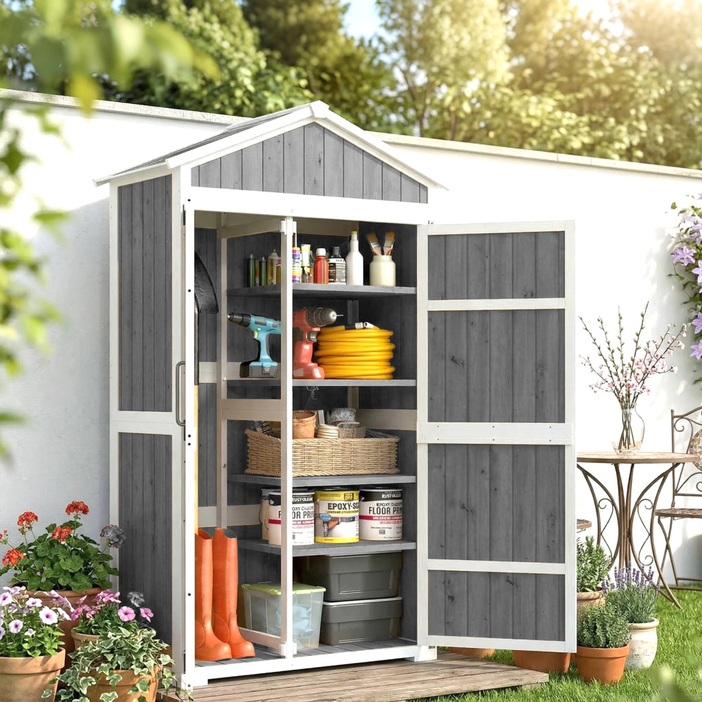 Armadio da Giardino ¨C Xylo ¨C Metallo Grigio Impermeabile 105x55x179cm